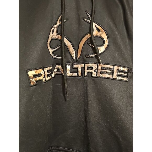 Real Tree Hoodie Men's Sz 3XL Black Green Tan Camo Drawstring Sweatshirt Fleece - Picture 3 of 6
